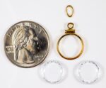 GOLD NUGGET HOLDER QTY 13 MM GOLD FILLED W/ 2 WATCH CRYSTALS & 1-JUMP RING - Image 2